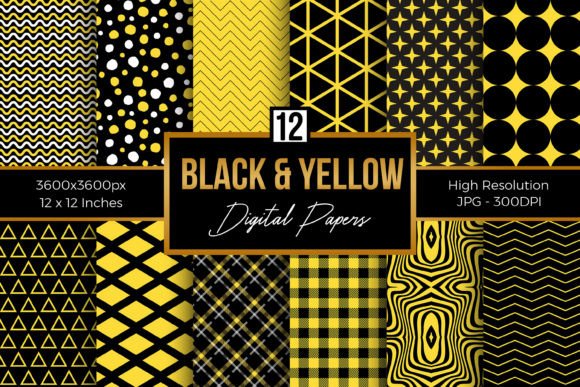 Black and Yellow Digital Paper Patterns