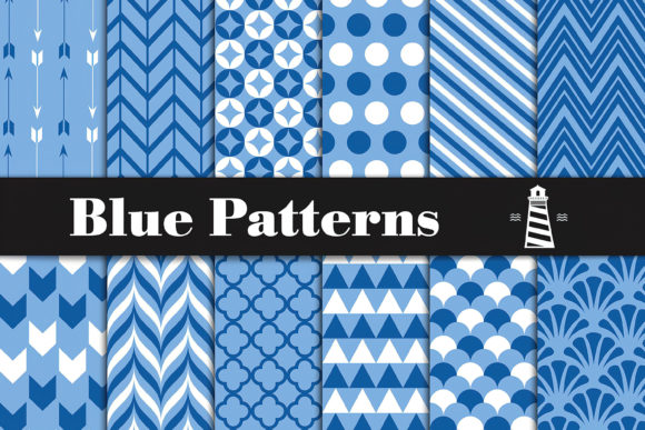 Blue Digital Paper - Blue Patterns Norse