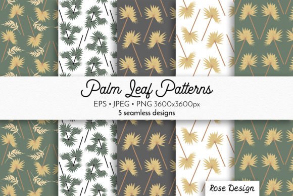 Boho Seamless Patterns Dry Palm Leaves