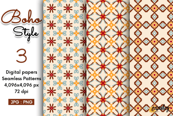 Boho Style Seamless Patterns Set: Your All-in-One Digital Paper Pack for Creative Freedom