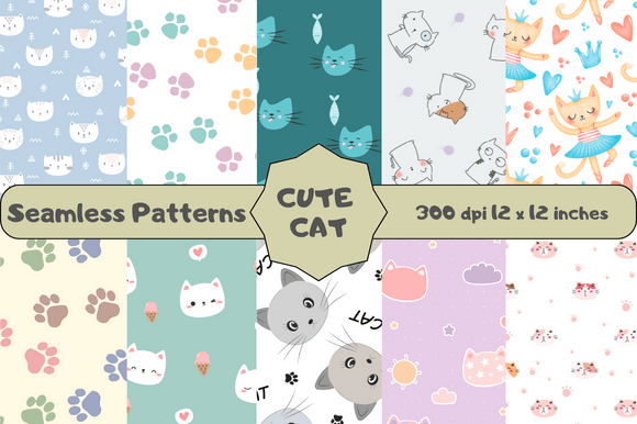 Cat Seamless Patterns: 10 Adorable, Tile-Ready Designs