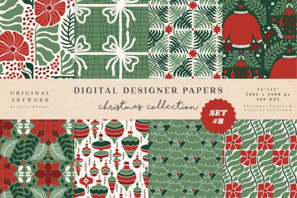 Christmas Digital Paper Set Patterns SVG