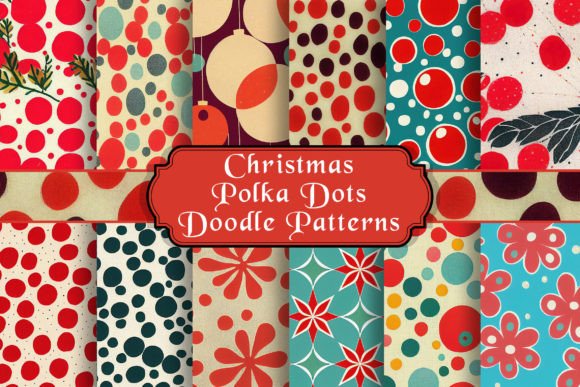 Christmas Polka Dots Doodle Patterns