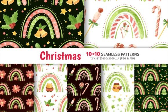 Christmas Rainbows Cats, Patterns: A Practical Seamless Pattern Pack for Holiday Design Projects
