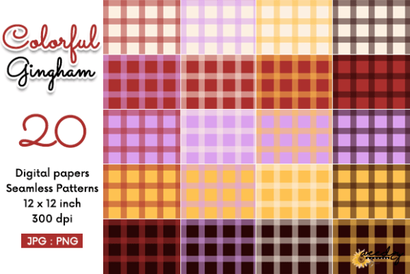 Colorful Gingham Seamless Patterns Set