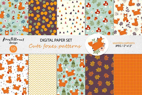 Cute Fox Digital Seamless Patterns: Versatile, Print-Ready Design Resources for Creators