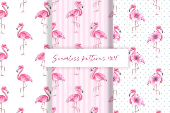 Flamingo. Watercolor Patterns