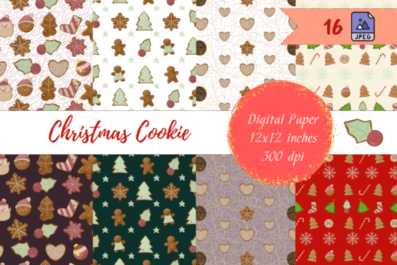 Gingerbread Cookies Seamless Patterns