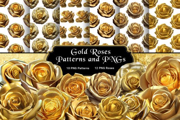Gold Roses Patterns PNGs