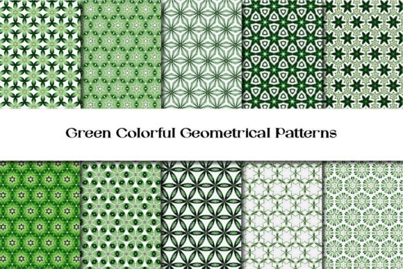 Green Colorful Geometrical Patterns Vol 9