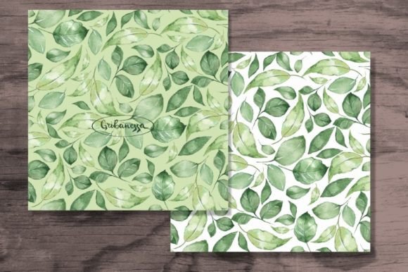 Green Leaves. Watercolor Patterns
