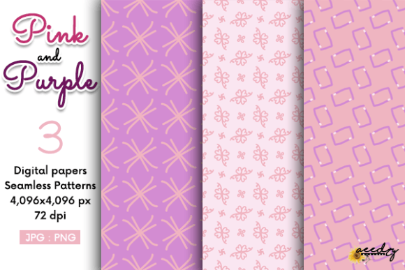 Pink and Purple Seamless Patterns Set