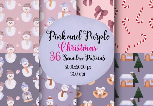 Pink Purple Christmas Seamless Patterns