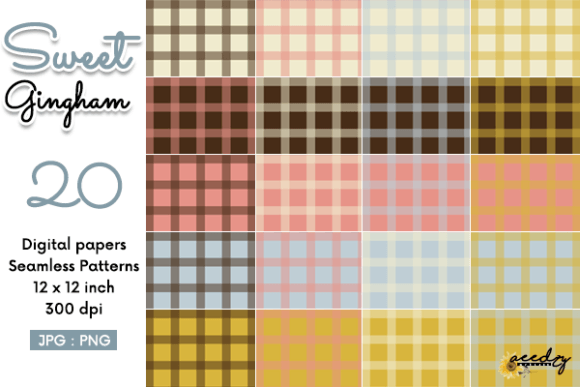 Sweet Gingham Seamless Patterns Set