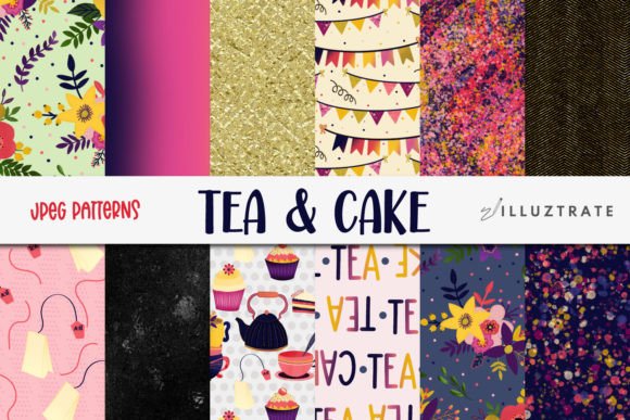 Tea and Cake Digital Paper Patterns