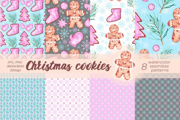 Watercolor Christmas Cookies Patterns: Versatile, Hand-Drawn Designs for Every Holiday Project